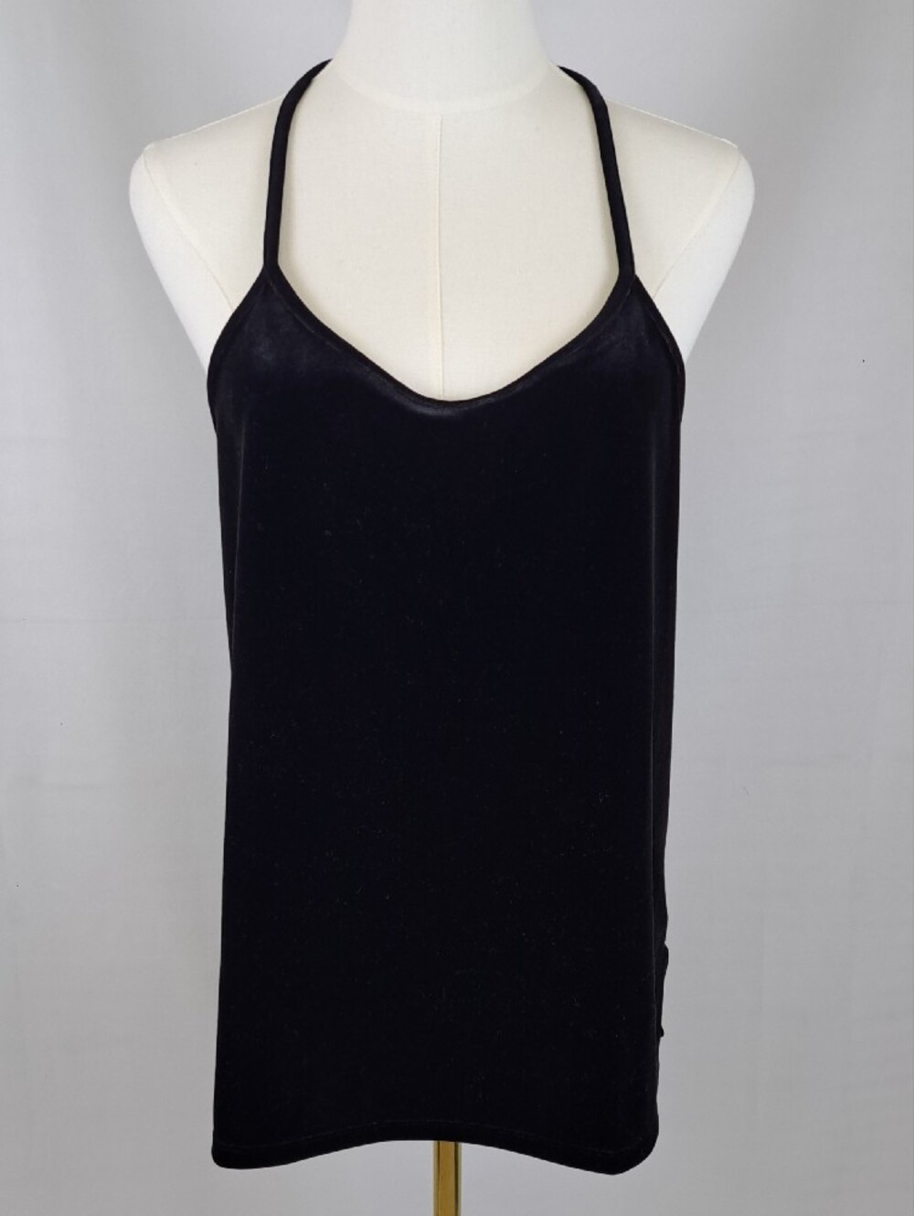 GAP Black Velvet Swing Tank with Spaghetti Straps Glam 90s Grunge Goth Size M